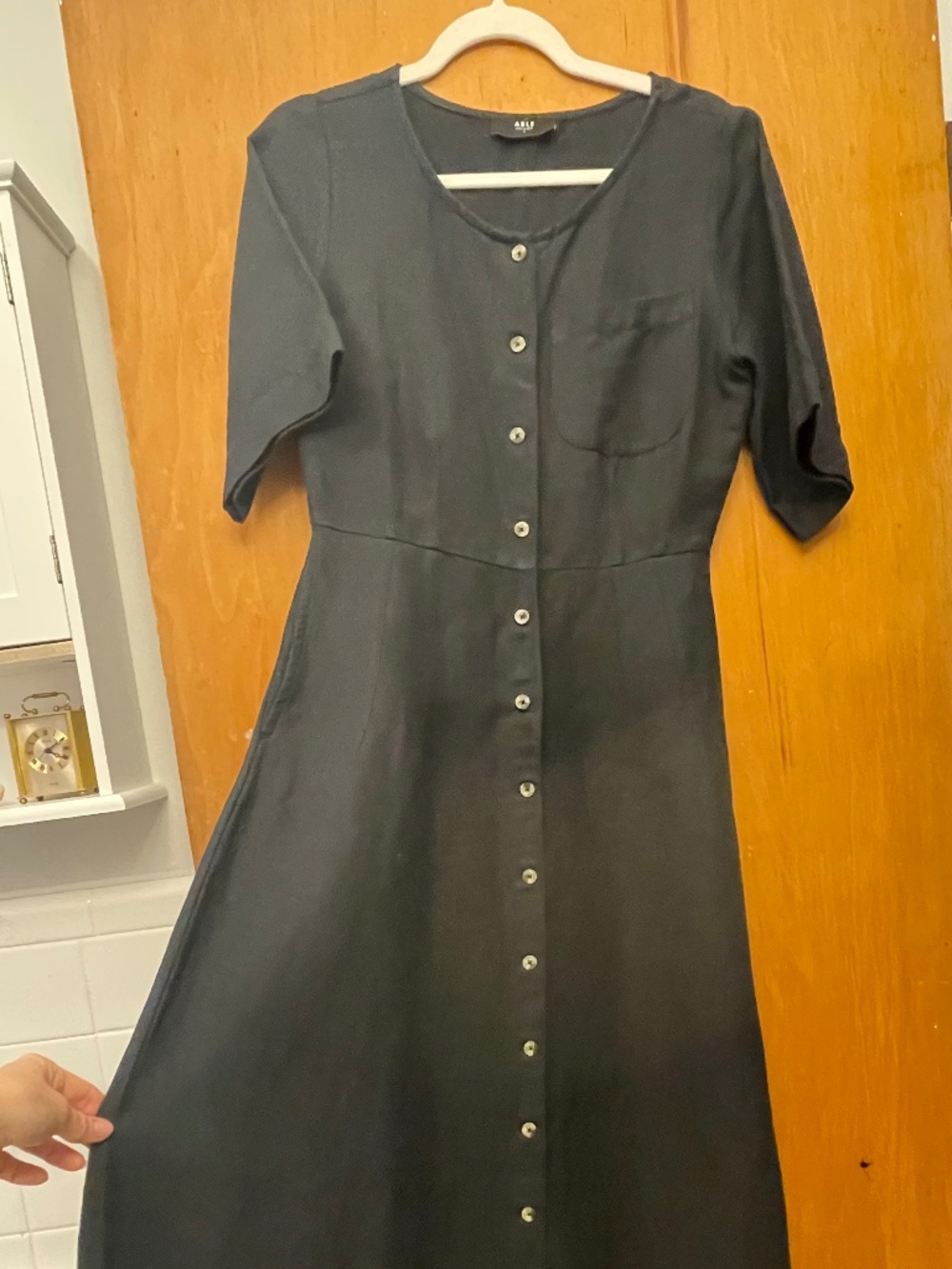 Able Cotton/Linen Black Maxi Dress